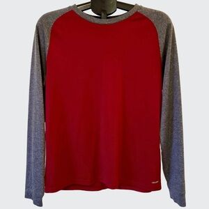 Men's Red and Gray Long Sleeve Shirt